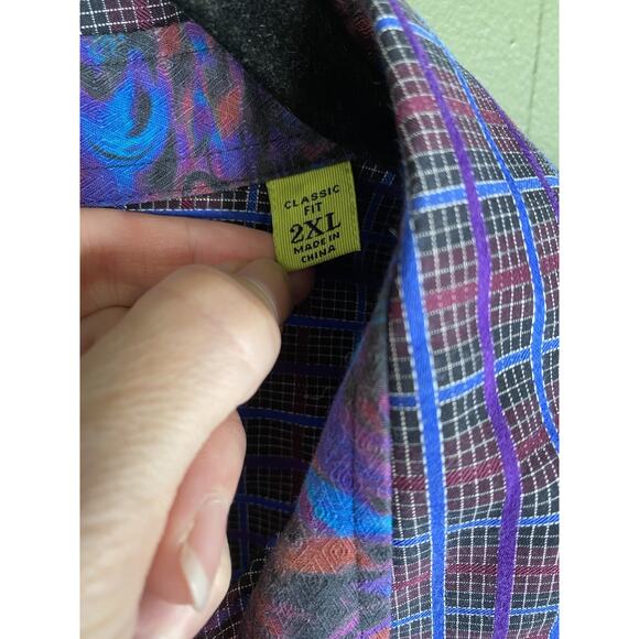 Robert Graham Shirt Mens Size 2X Plaid Office Party Church Button Up Flip Cuff - Picture 5 of 8
